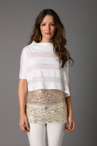 Convertible Sheer Stripe Sweater 